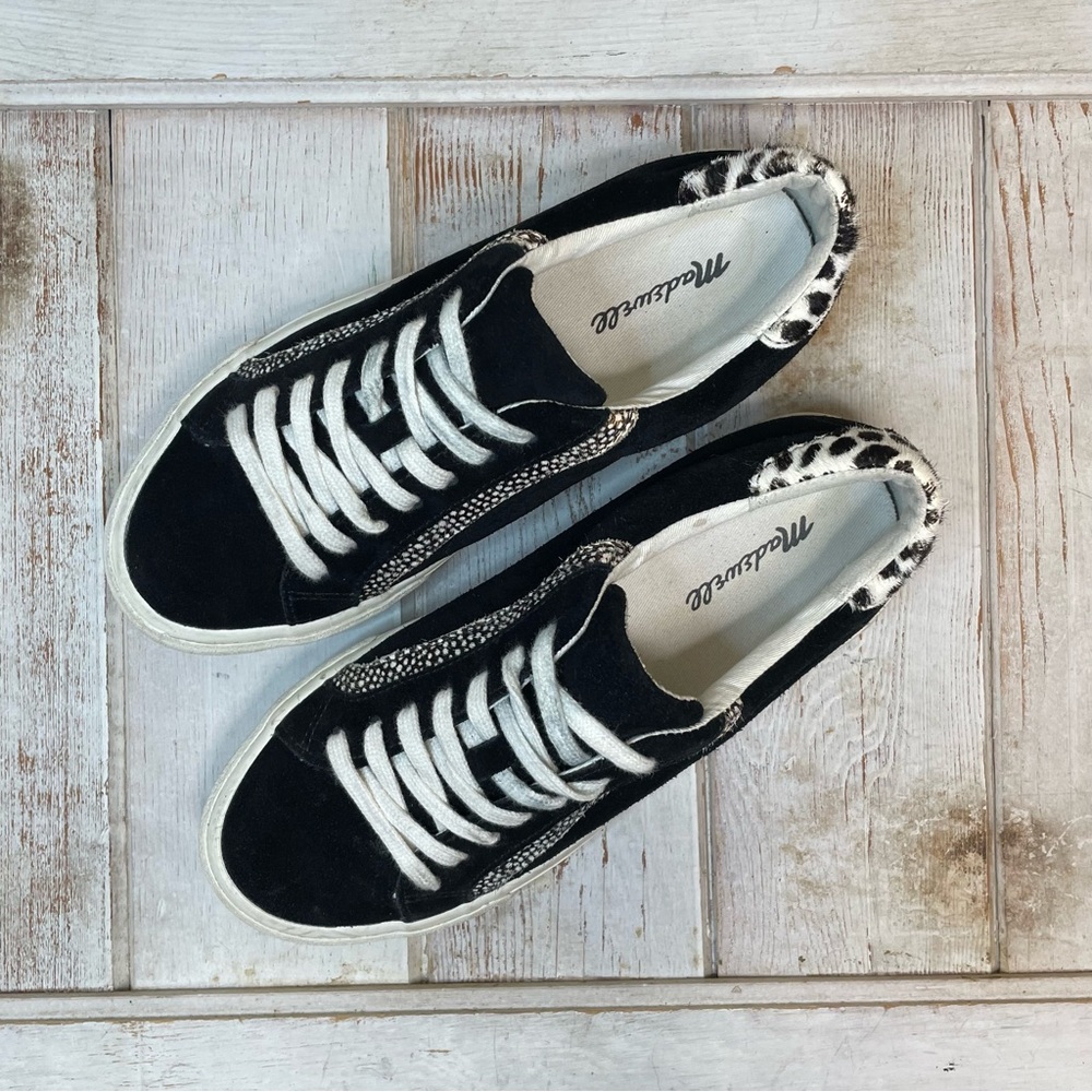 Madewell Sidewalk Low Top Sneakers in Suede and Spot Calf Hair - Picture 2 of 16